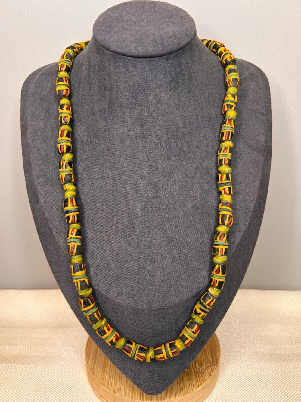 Vintage African Krobo Ghana Millefiori Beads Necklace